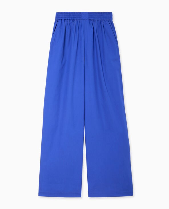 Pimkie Pantalon Large En Popeline Taille élastiquée - Bleu électrique
