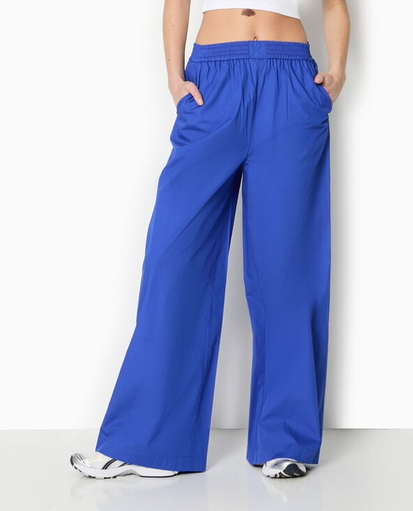 Pimkie Pantalon Large En Popeline Taille élastiquée - Bleu électrique