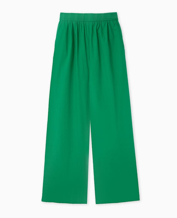 Pimkie Pantalon Large En Popeline Taille élastiquée - Vert