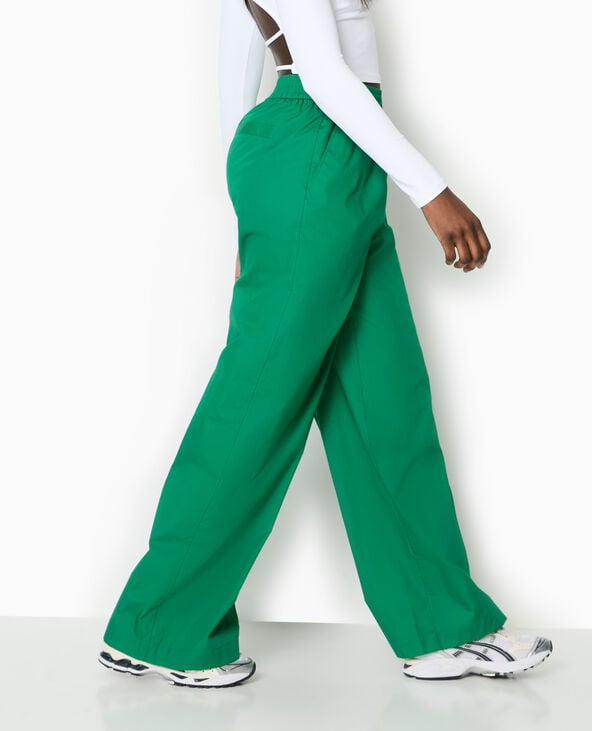 pimkie Pantalon large en popeline taille élastiquée - Vert