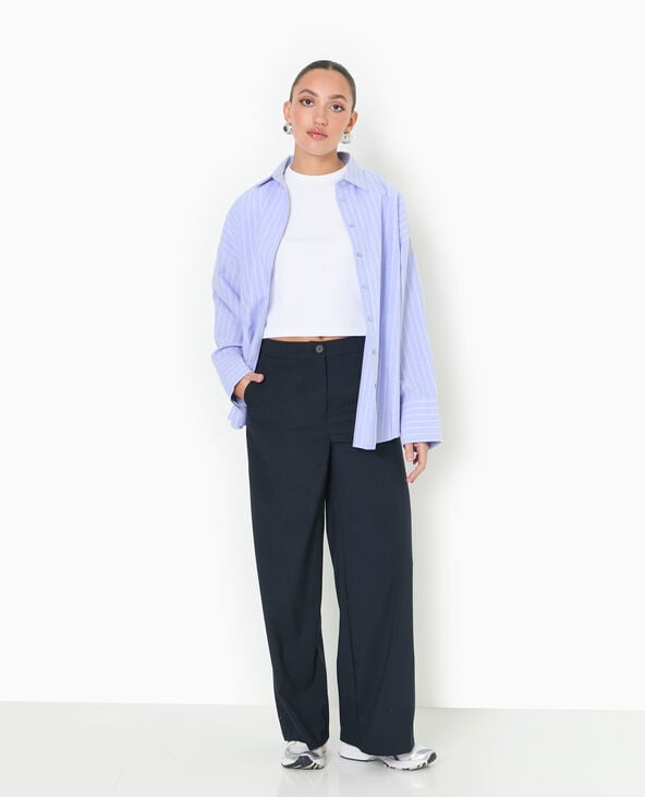 Pimkie Pantalon Large Et Droit Taille Haute - Bleu Marine