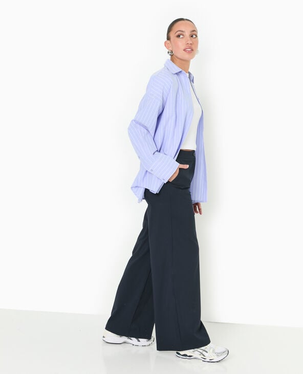 pimkie Pantalon large et droit taille haute - Bleu marine