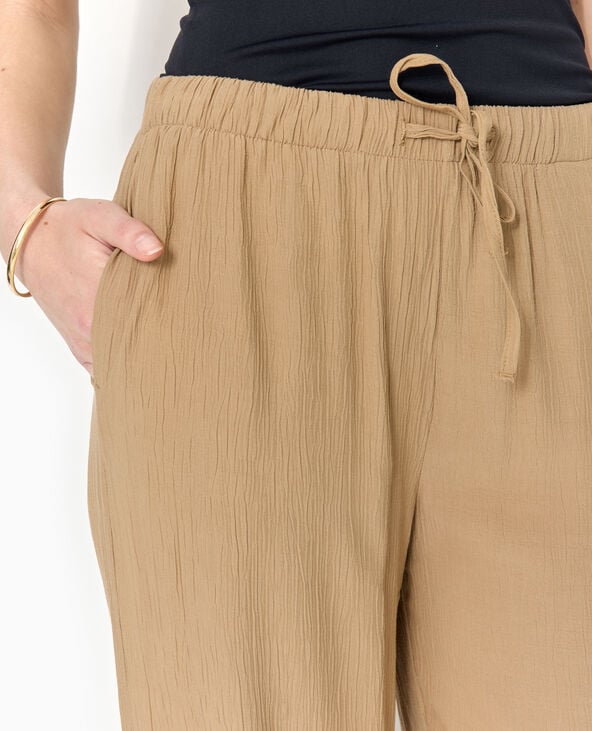 Pimkie Pantalon Palazzo Aspect Froissé Taille élastiquée - Marron