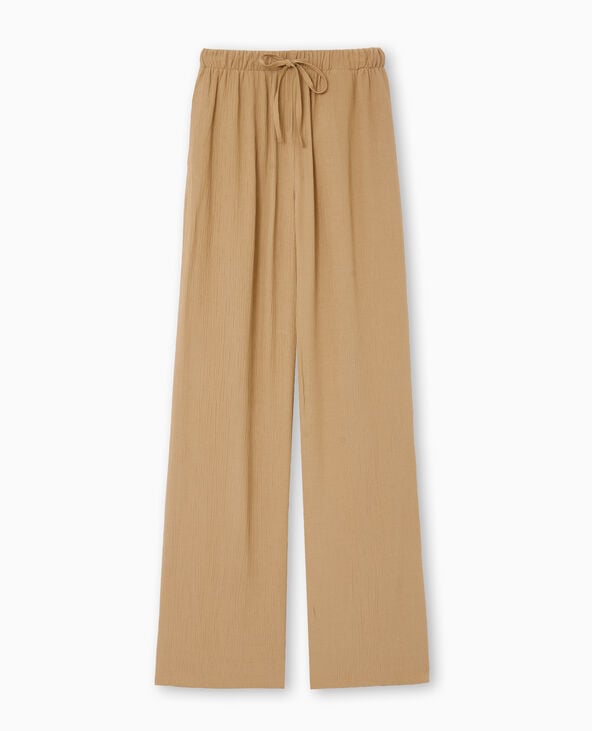 Pimkie Pantalon Palazzo Aspect Froissé Taille élastiquée - Marron