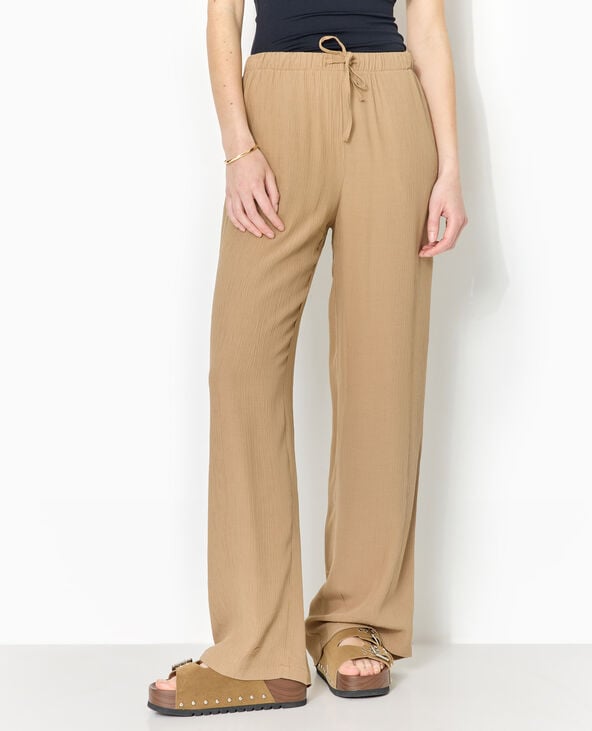 Pimkie Pantalon Palazzo Aspect Froissé Taille élastiquée - Marron