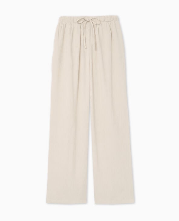 Pimkie Pantalon Palazzo Aspect Froissé Taille élastiquée - Beige
