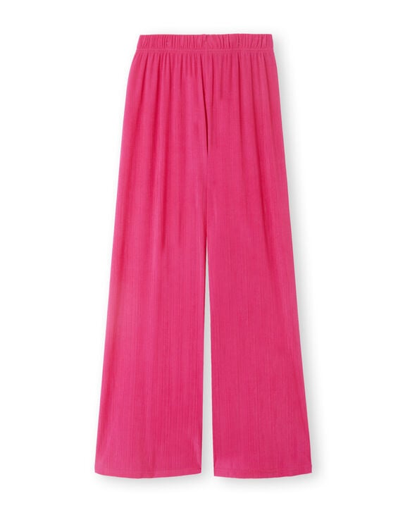 Pimkie Pantalon Palazzo En Maille Texturée Effet Rayé - Rose Poudré