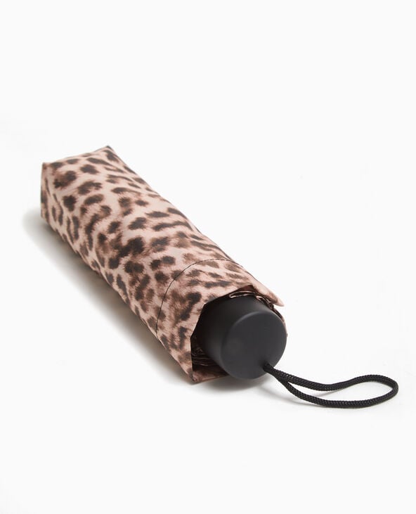 pimkie Parapluie rétractable léopard avec housse - Camel
