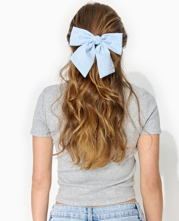 Pimkie Barrette Avec Grand Nœud Vichy - Bleu Clair