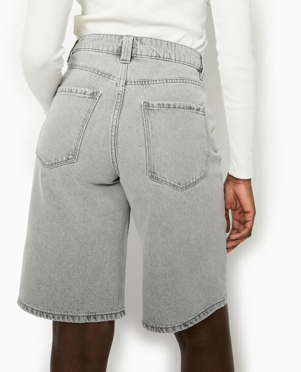 Pimkie Bermuda Large En Jean - Gris Clair