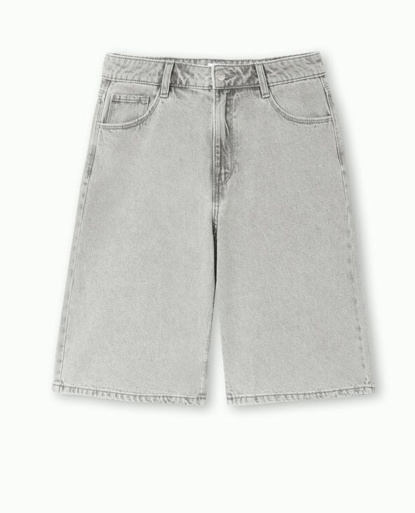 Pimkie Bermuda Large En Jean - Gris Clair
