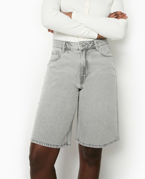 Pimkie Bermuda Large En Jean - Gris Clair