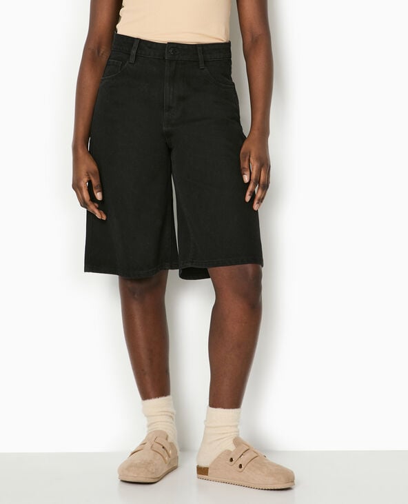 Pimkie Bermuda Large En Jean - Noir