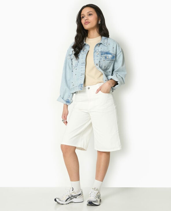 pimkie Bermuda large en jean taille standard - Blanc