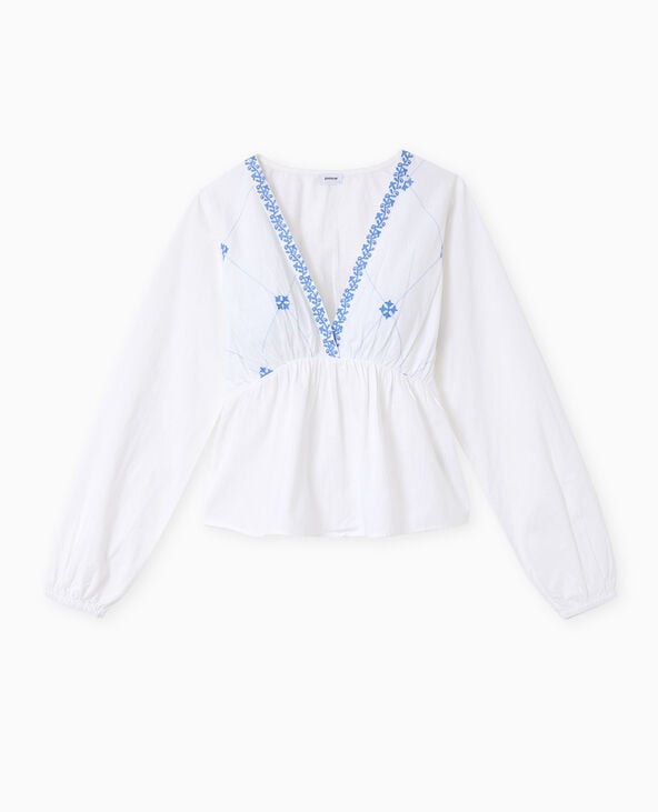 Pimkie Blouse Brodée Manches Longues - Blanc