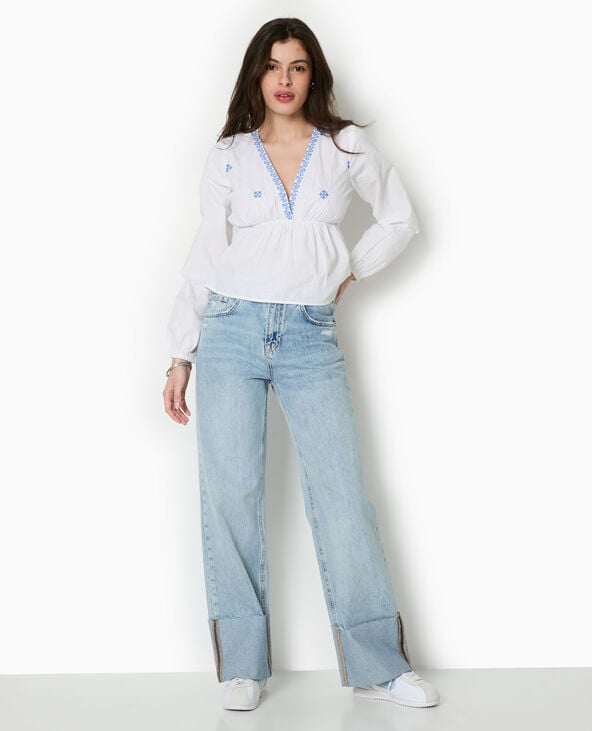 Pimkie Blouse Brodée Manches Longues - Blanc