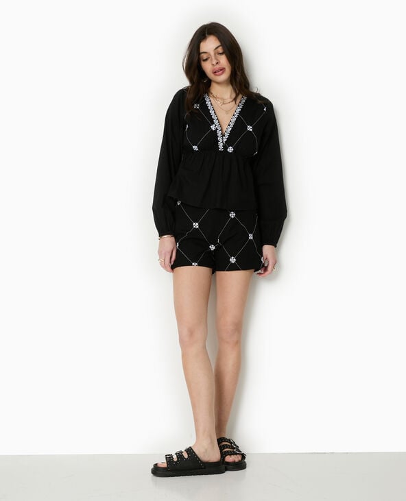 pimkie Blouse brodée manches longues - Noir