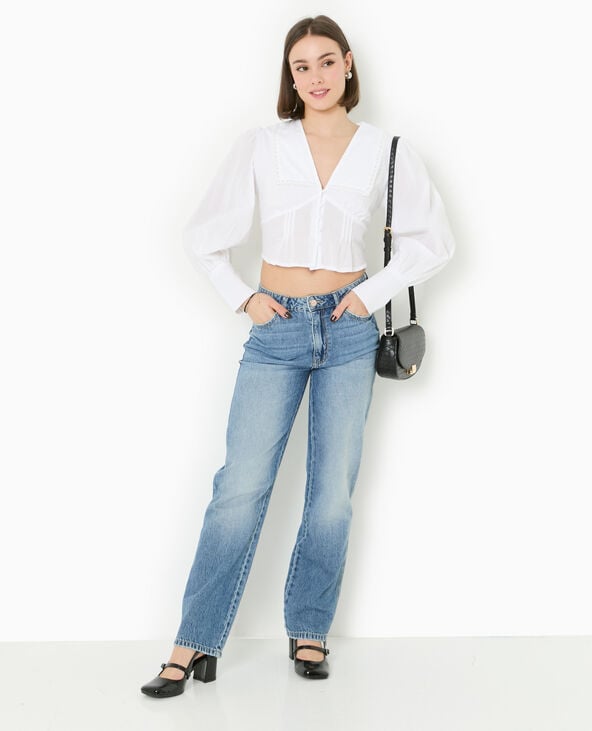 pimkie Blouse courte avec grand col - Blanc