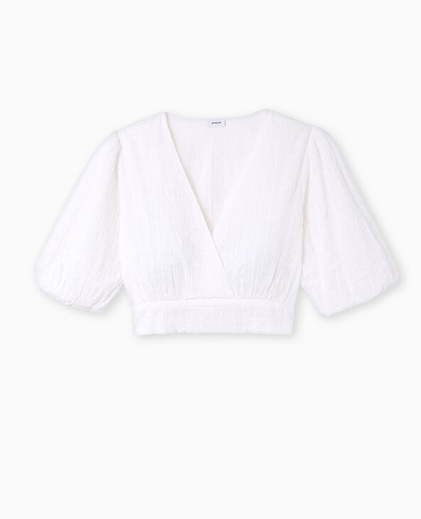 Pimkie Blouse Courte Encolure V Croisée - Blanc