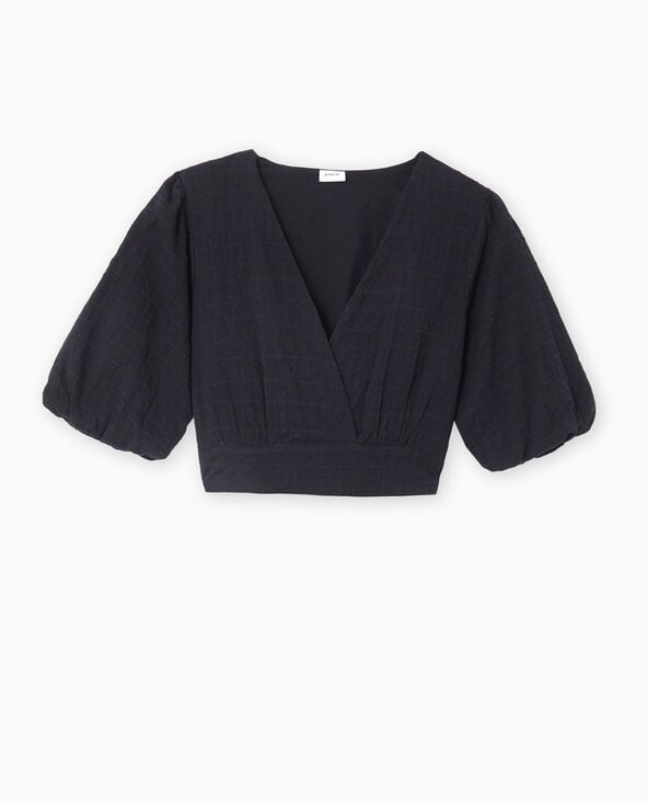 Pimkie Blouse Courte Encolure V Croisée - Noir
