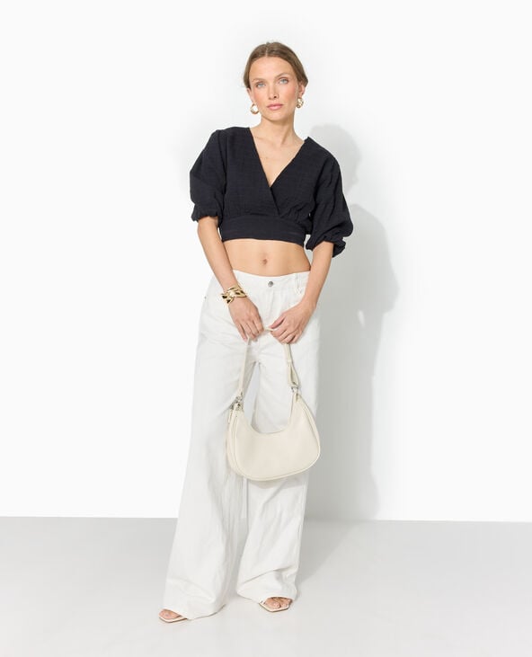 pimkie Blouse courte encolure V croisée - Noir