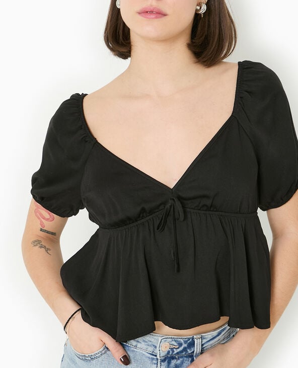 Pimkie Blouse Encolure V Avec Nœud - Noir