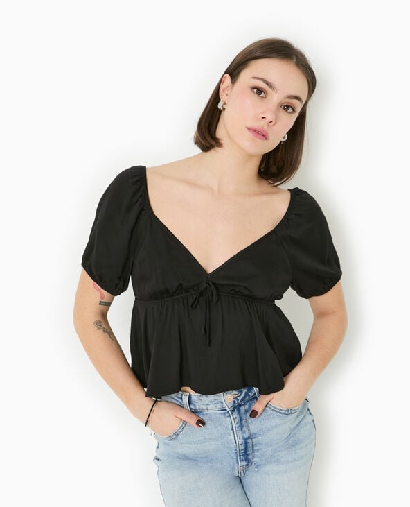 Pimkie Blouse Encolure V Avec Nœud - Noir