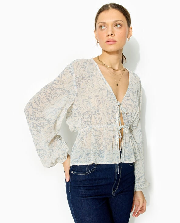 Pimkie Blouse Manches Longues Motif Cachemire - Bleu