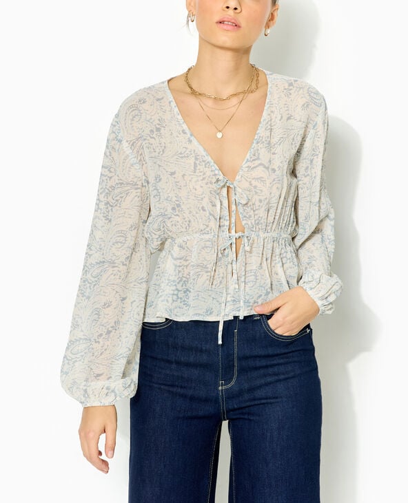 pimkie Blouse manches longues motif cachemire - Bleu