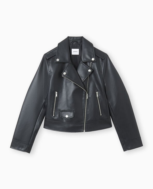 Pimkie Blouson Biker Court En Simili Cuir - Noir