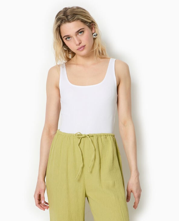 Pimkie Body Débardeur En Maille Côtelée - Blanc