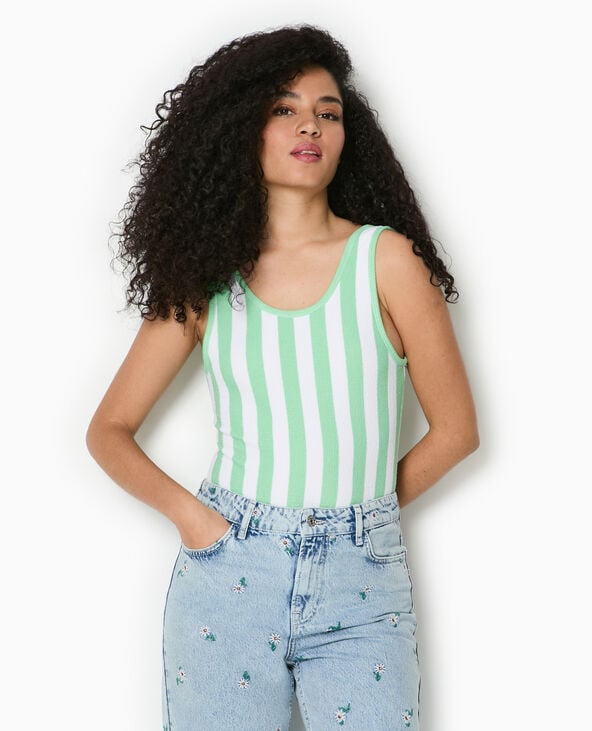 Pimkie Body Maille Reliefée Rayé - Vert Clair