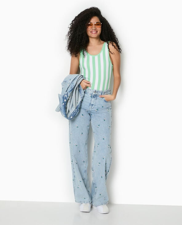 pimkie Body maille reliefée rayé - Vert clair