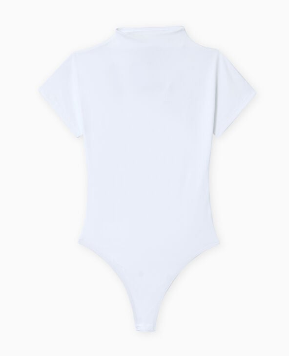 Pimkie Body Manches Courtes Col Montant - Blanc