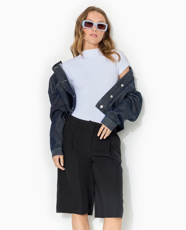 Pimkie Body Manches Courtes Col Montant - Blanc