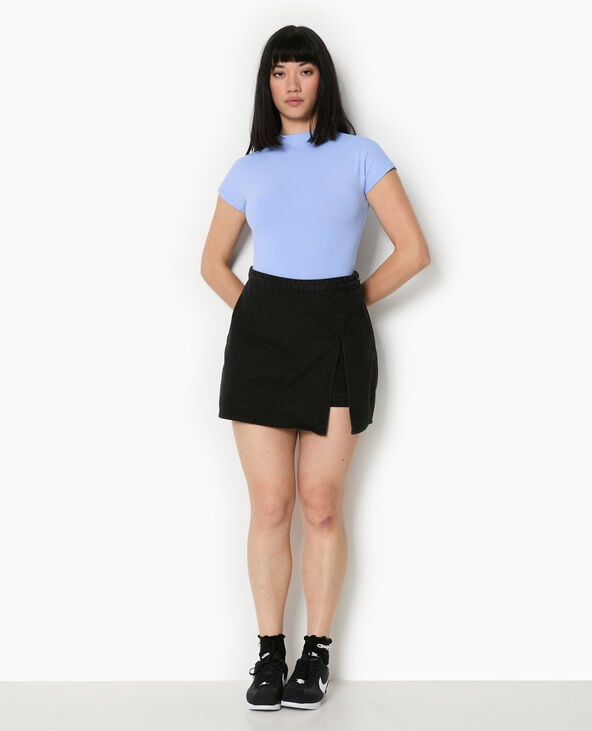 Pimkie Body Manches Courtes Col Montant - Bleu Clair