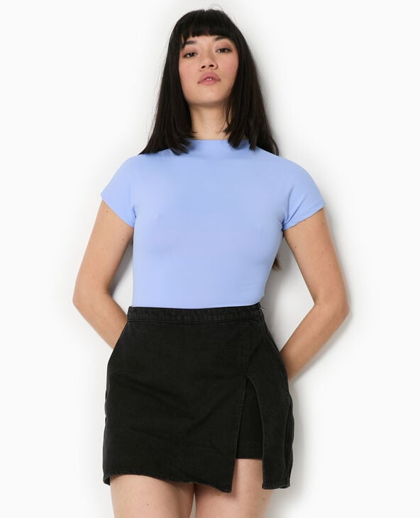 Pimkie Body Manches Courtes Col Montant - Bleu Clair