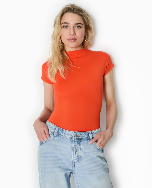 Pimkie Body Manches Courtes Col Montant - Orange