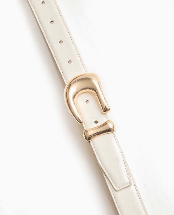 Pimkie Ceinture Avec Boucle Dorée - Blanc