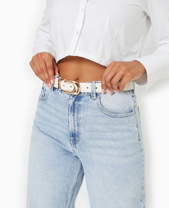pimkie Ceinture avec boucle dorée - Blanc