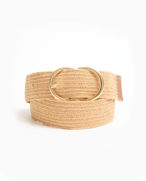 pimkie Ceinture élastiquée en raphia - Beige