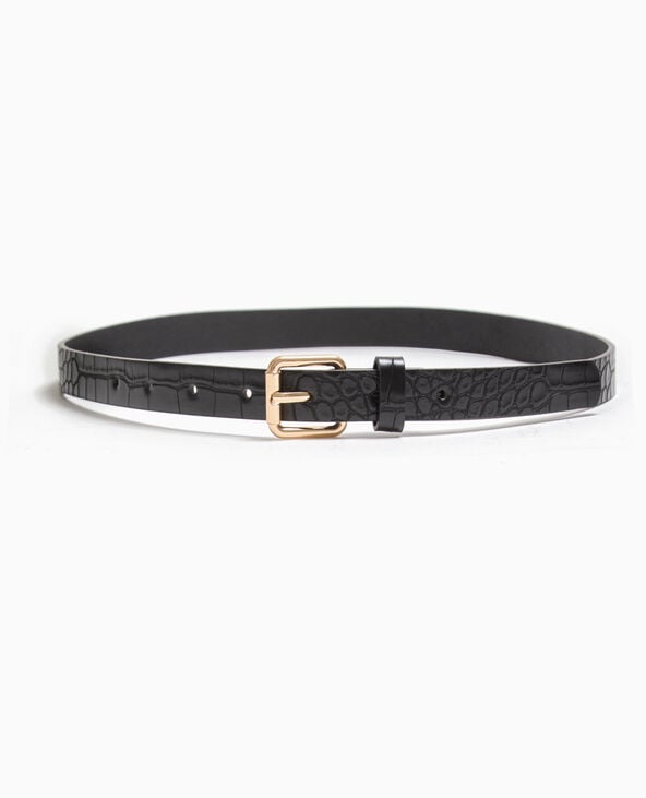 Pimkie Ceinture Fine Effet Croco - Noir