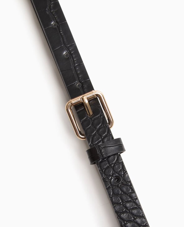 Pimkie Ceinture Fine Effet Croco - Noir