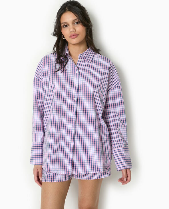 Pimkie Chemise Oversize à Carreaux - Bleu Marine