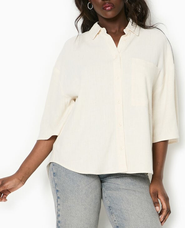 Pimkie Chemise Oversize Avec Lin - Beige
