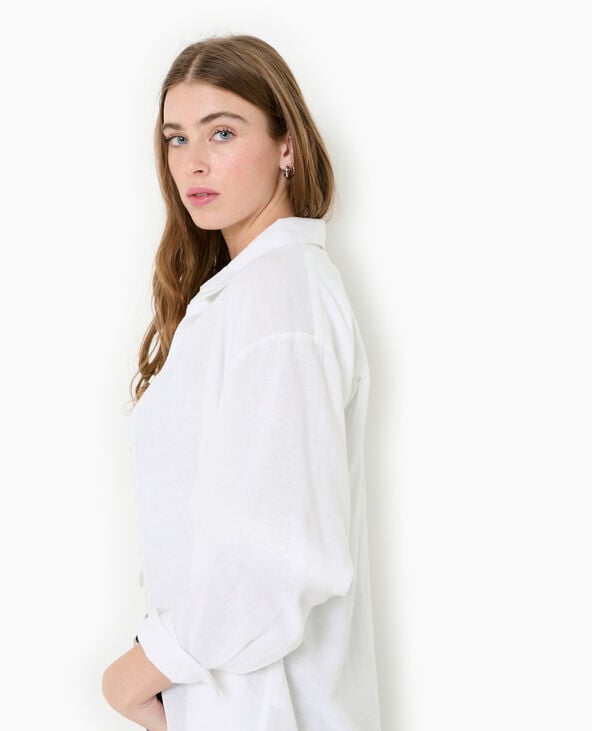 Pimkie Chemise Oversize Avec Lin - Blanc