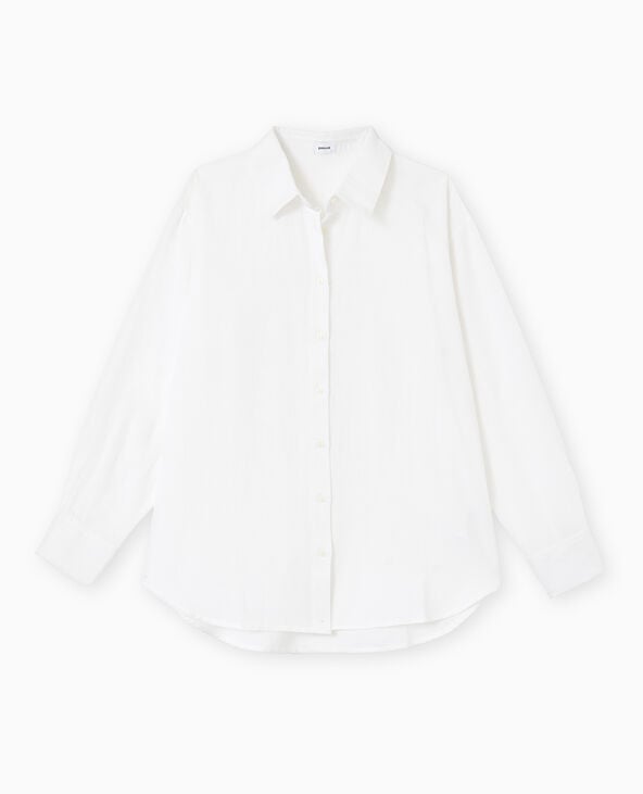 Pimkie Chemise Oversize Avec Lin - Blanc