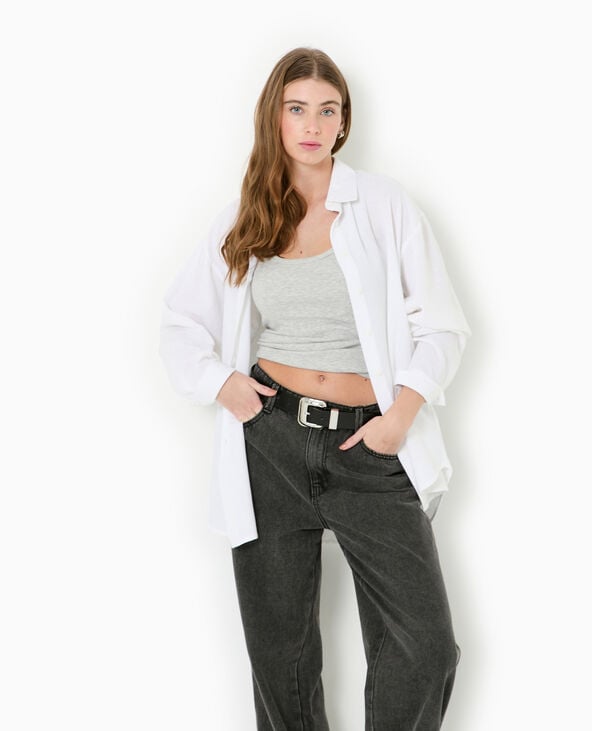 Pimkie Chemise Oversize Avec Lin - Blanc
