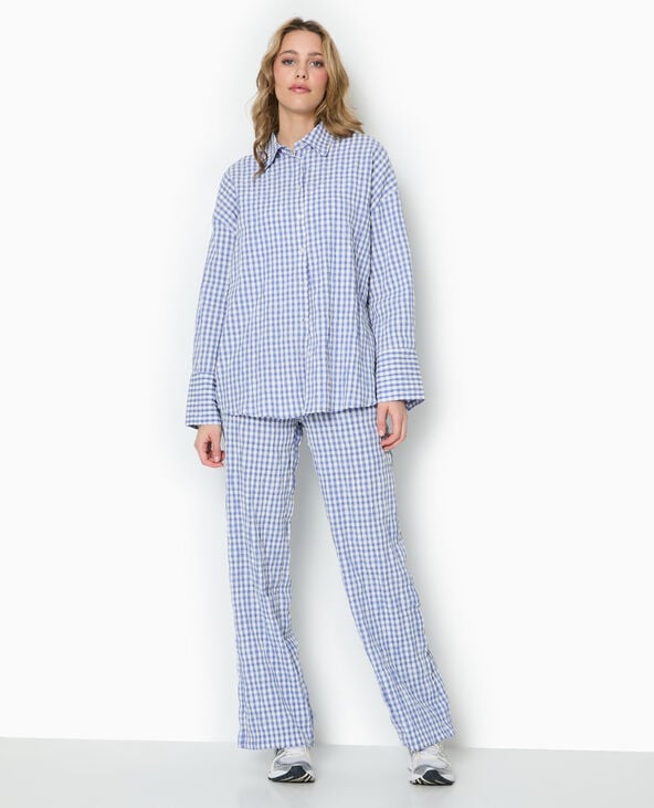 Pimkie Chemise Oversize Motif Vichy - Bleu