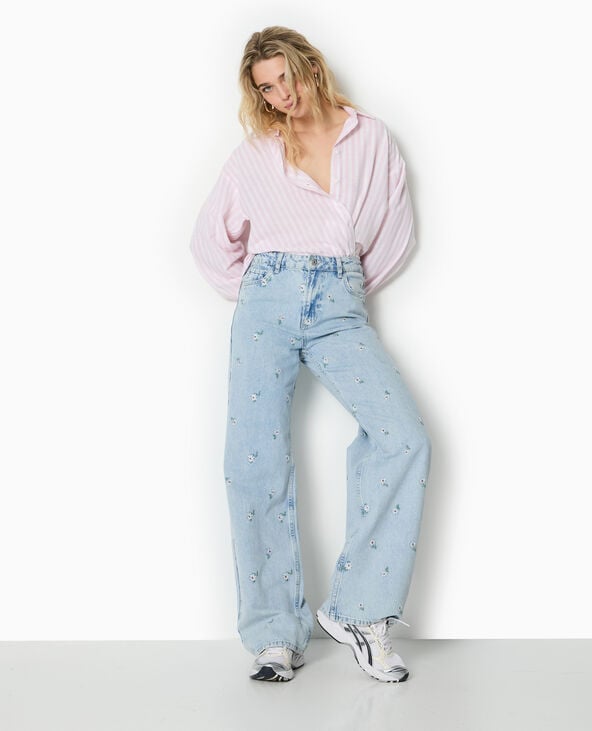 Pimkie Chemise Oversize Rayée Avec Lin - Beige